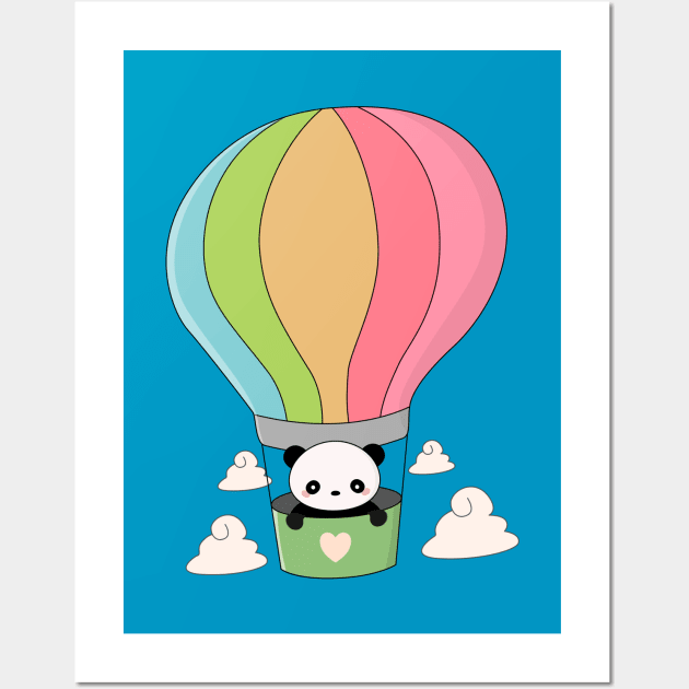 Kawaii Hot Air Ballon Panda T-Shirt Wall Art by happinessinatee